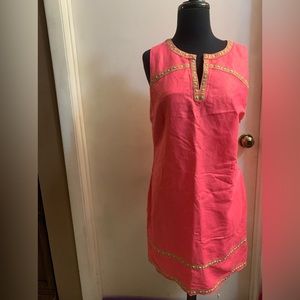 Vineyard Vines Pink Beaded Shimmer Linen Sleeveless